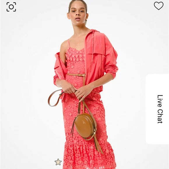 Michael Michael Kors Embellished Coral Peach Size Large Dress - Picture 3 of 14